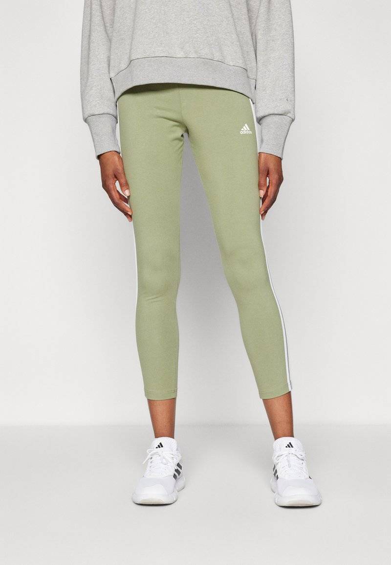 adidas Sportswear adidas Sportswear ESSENTIALS 3 STRIPES HIGH WAISTED - Leggings - tent green