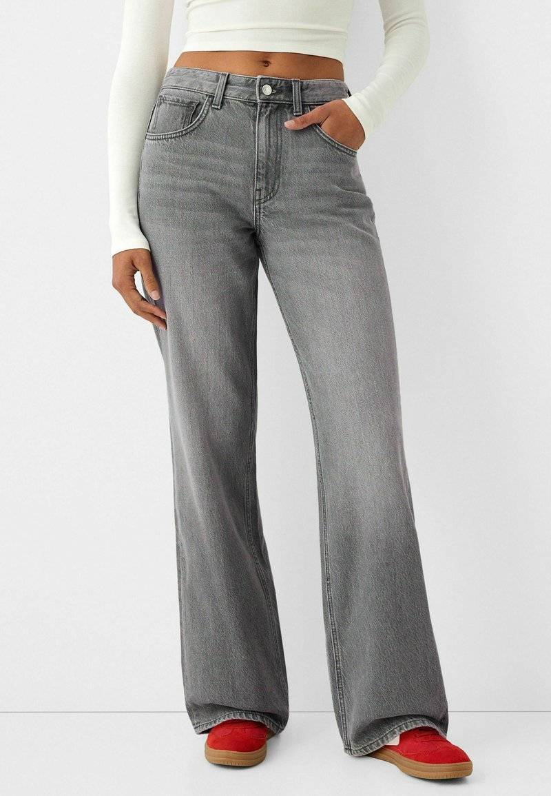 Bershka Bershka Flared Jeans - mottled dark grey