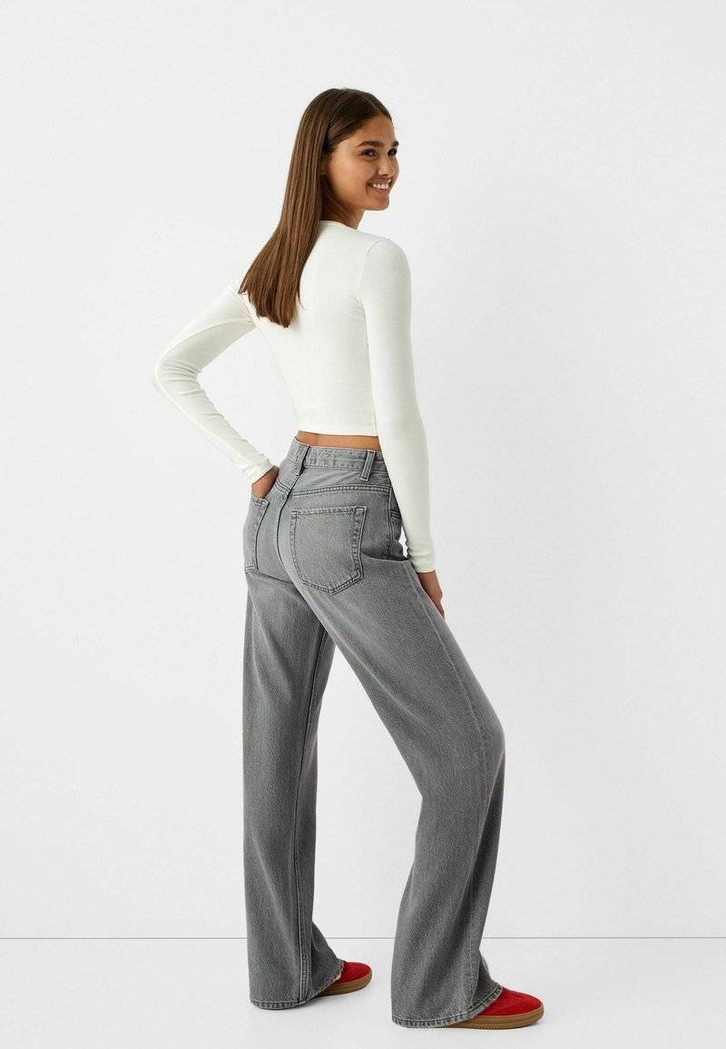 Bershka Bershka Flared Jeans - mottled dark grey Rabatte dieses Monats