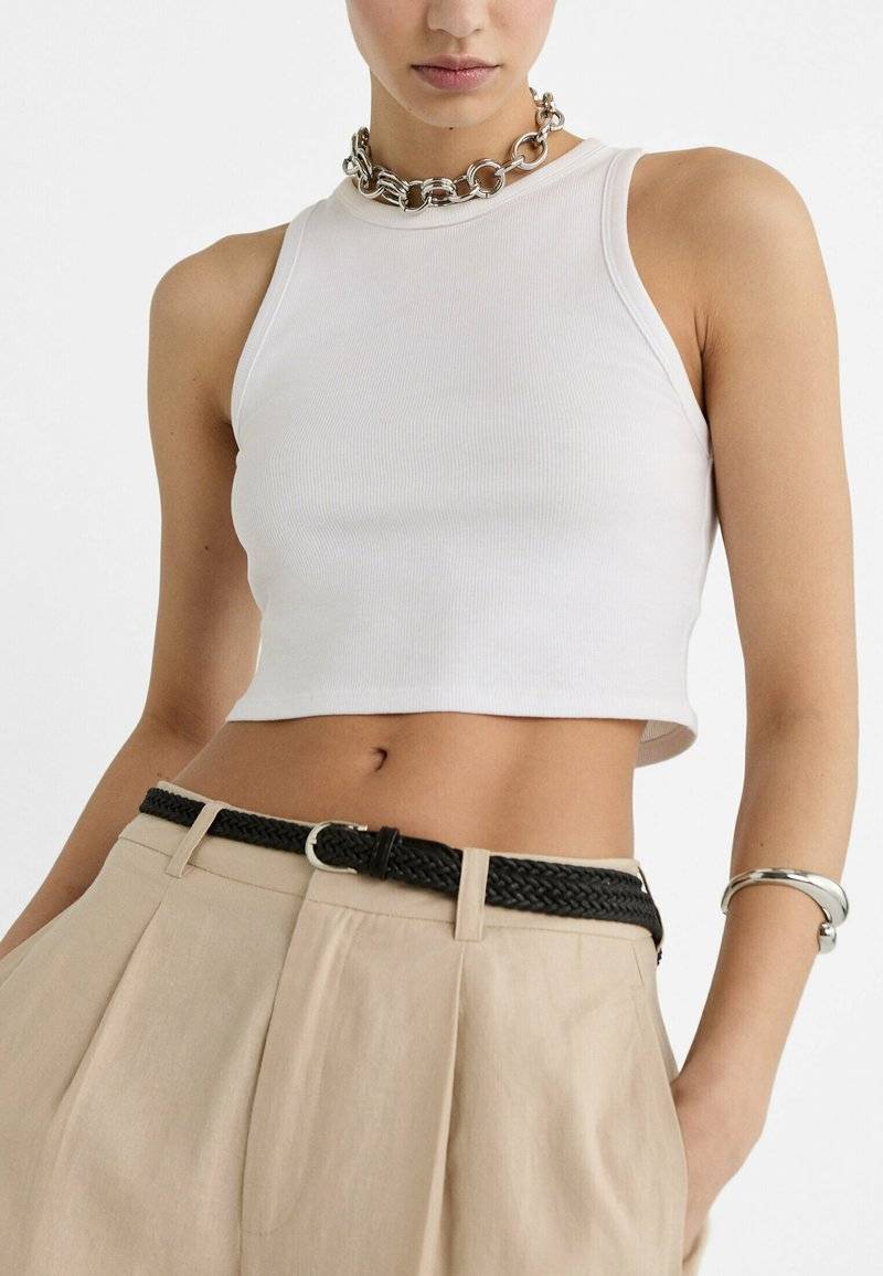 Stradivarius Stradivarius WITH BELT - Trousers - beige 2025