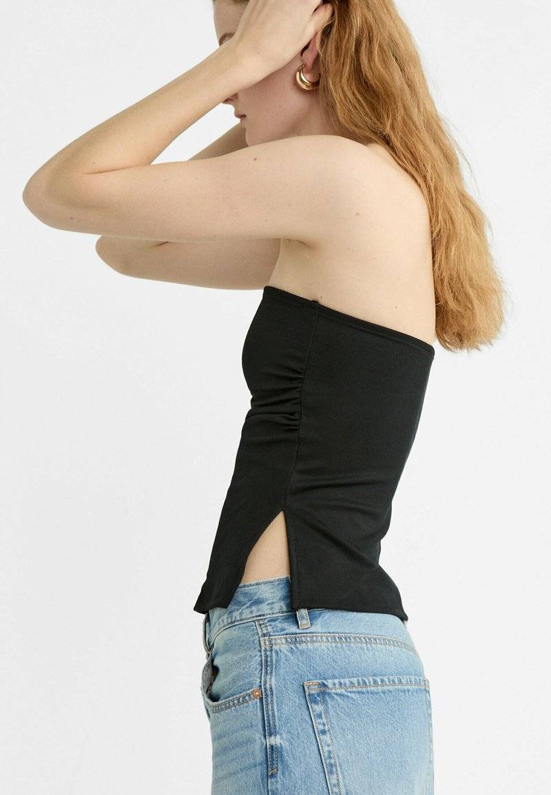 Stradivarius Stradivarius BANDEAU WITH SIDE VENTS - Top - black Online