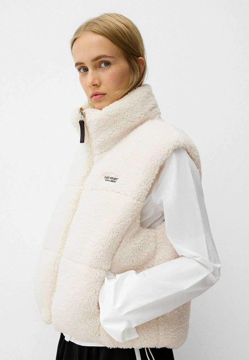 Bershka Bershka REVERSIBLE - Waistcoat - white Schlussverkauf