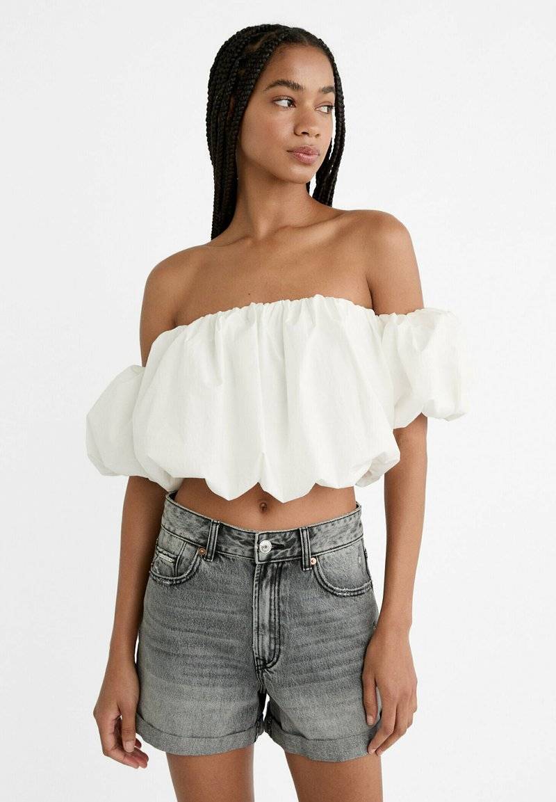 Stradivarius Stradivarius MOM - Denim shorts - grey denim