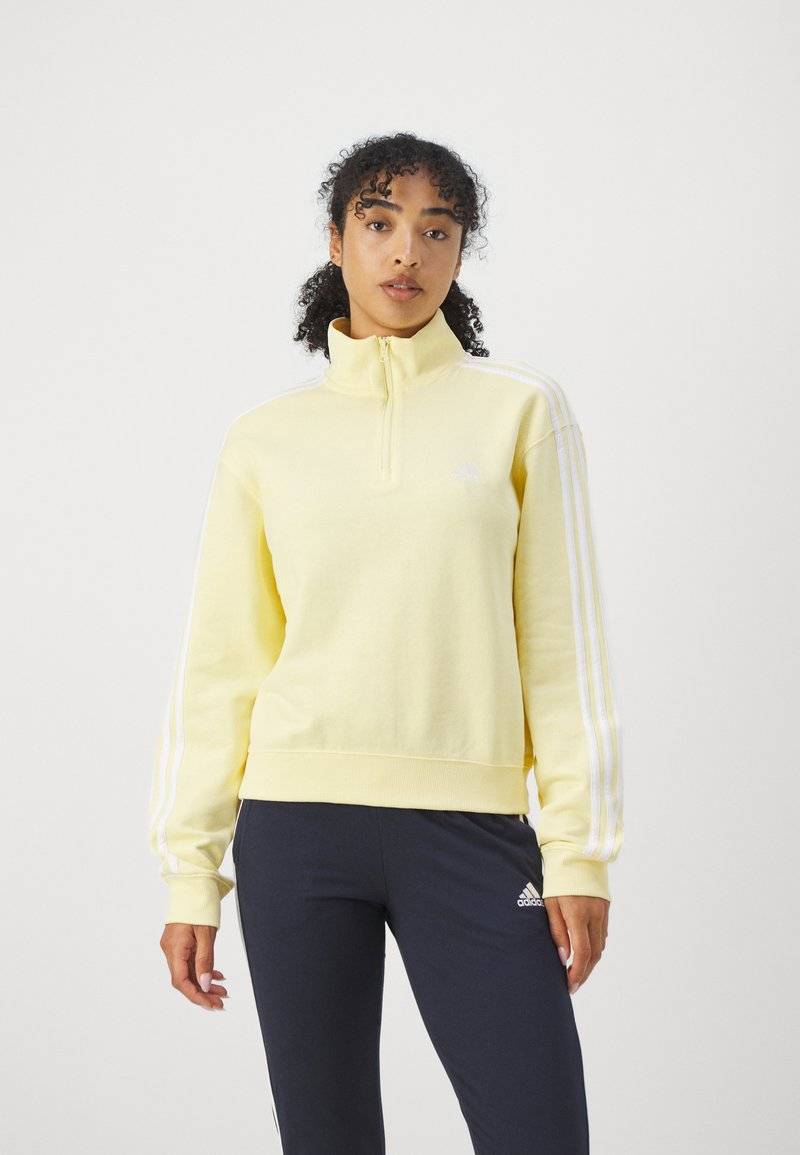 adidas Sportswear adidas Sportswear ESSENTIALS 3-STRIPES QUARTER ZIP - Sweatshirt - almost yellow