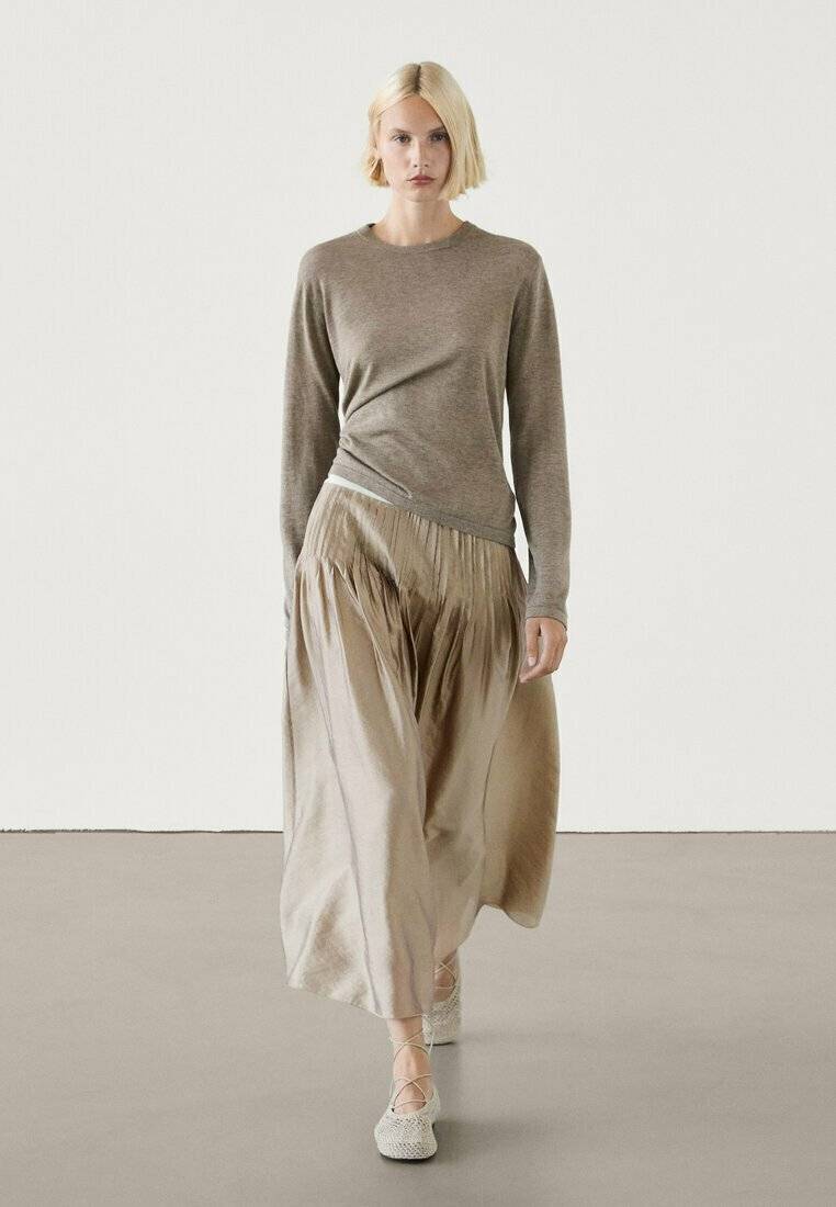 Massimo Dutti Massimo Dutti Pleated skirt - beige Outlet