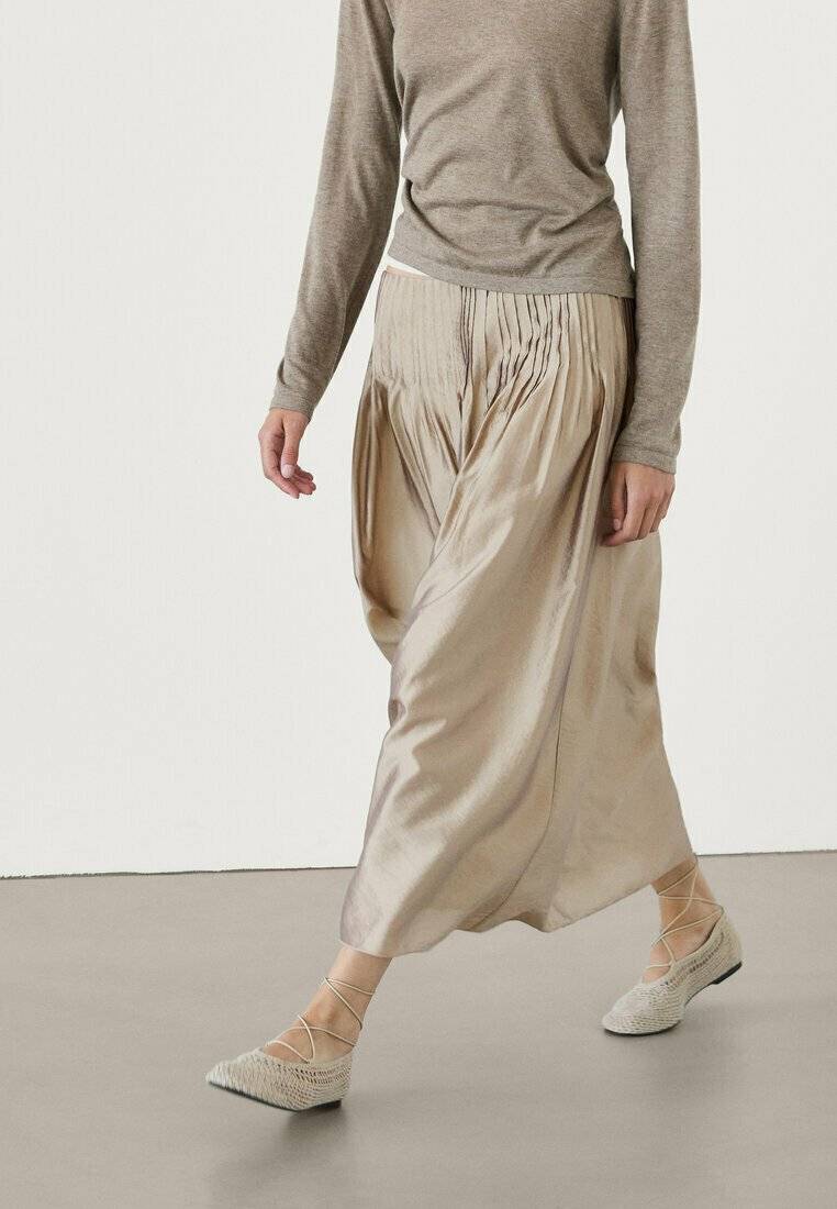 Massimo Dutti Massimo Dutti Pleated skirt - beige Outlet