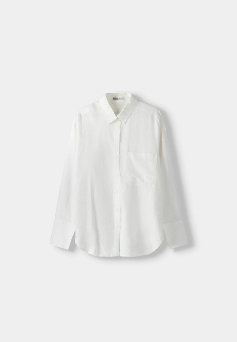 Bershka Bershka OVERSIZE - Button-down blouse - white Günstiger Verkauf