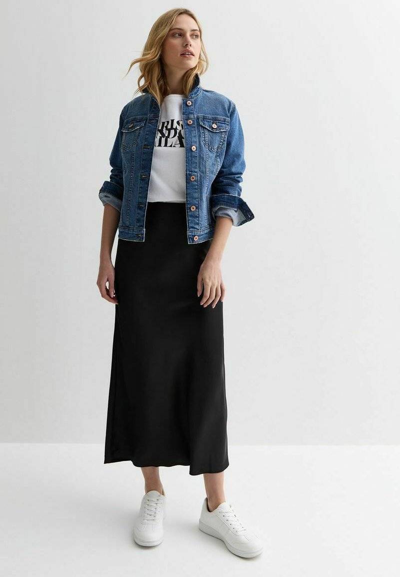 New Look New Look BIAS CUT MIDI - A-line skirt - black Günstig kaufen