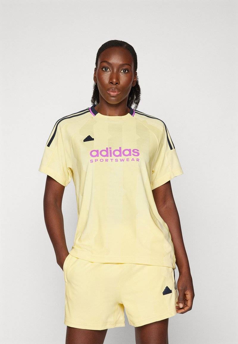 adidas Sportswear adidas Sportswear TIRO CUT STRIPES BOYFRIEND - Print T-shirt - almost yellow