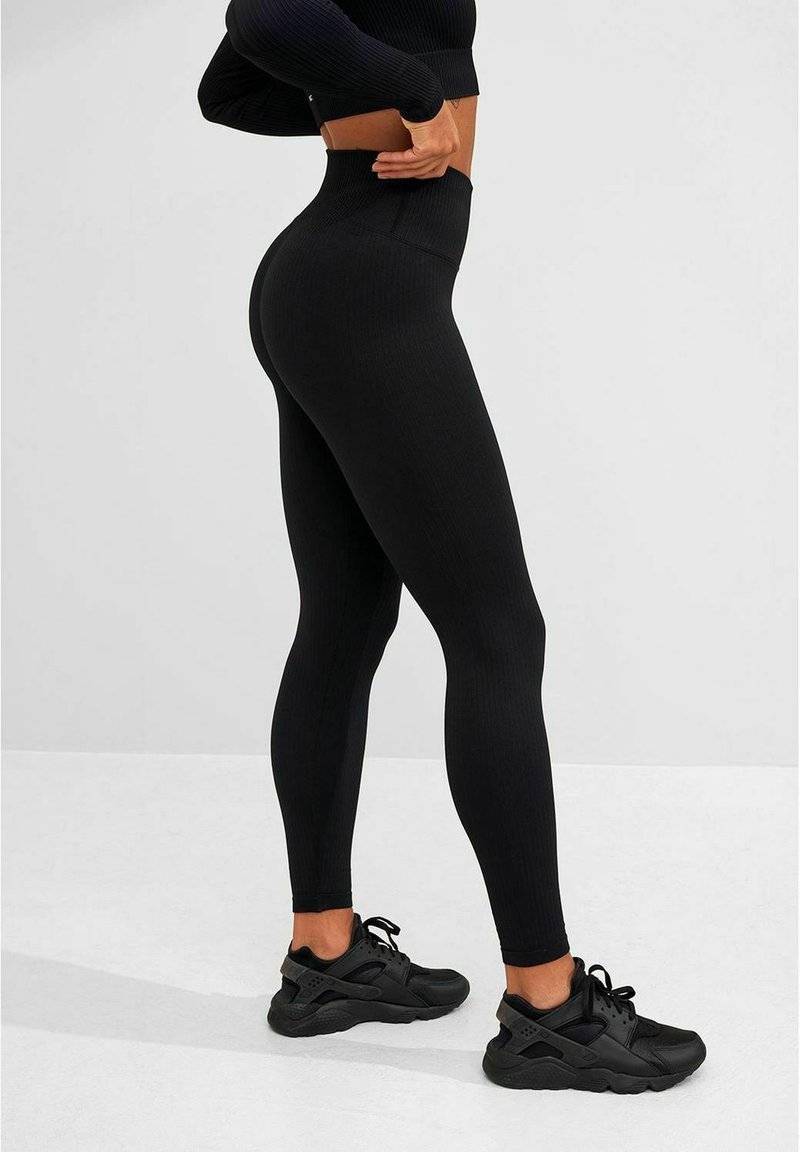aim’n® aim’n® RIBBED SEAMLESS - Leggings - black Riesige Ersparnisse
