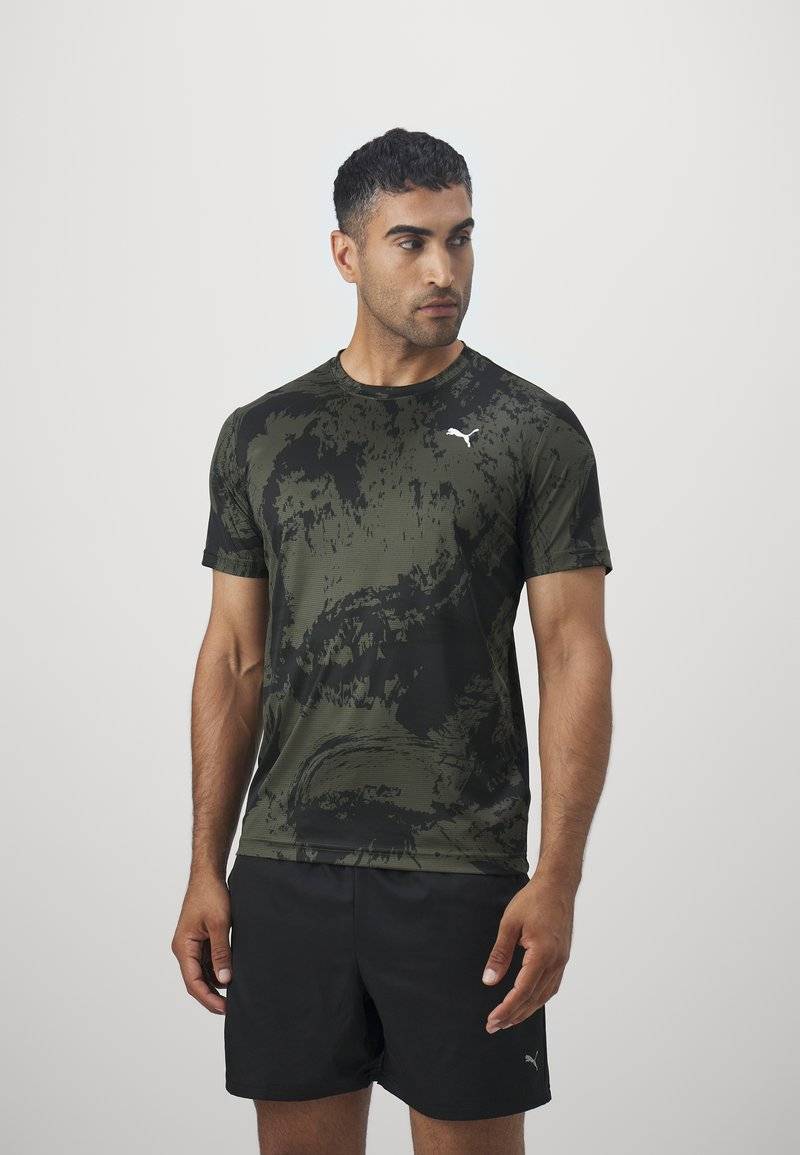 Puma Puma TRAIN ALL DAY TEE - Print T-shirt - dark olive