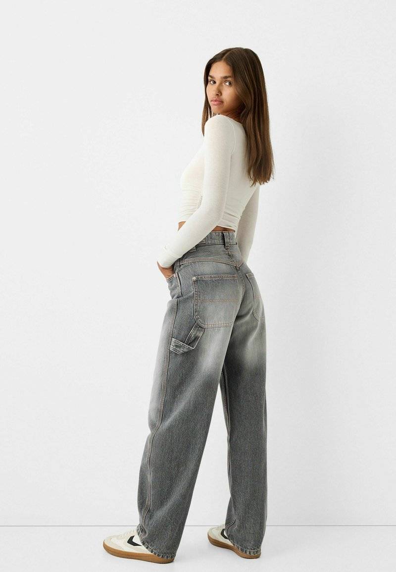 Bershka Bershka WIDE BALLOON CARPENTER - Relaxed fit jeans - grey Exklusive Angebote