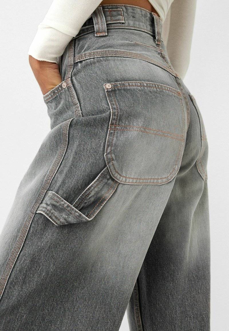 Bershka Bershka WIDE BALLOON CARPENTER - Relaxed fit jeans - grey Exklusive Angebote