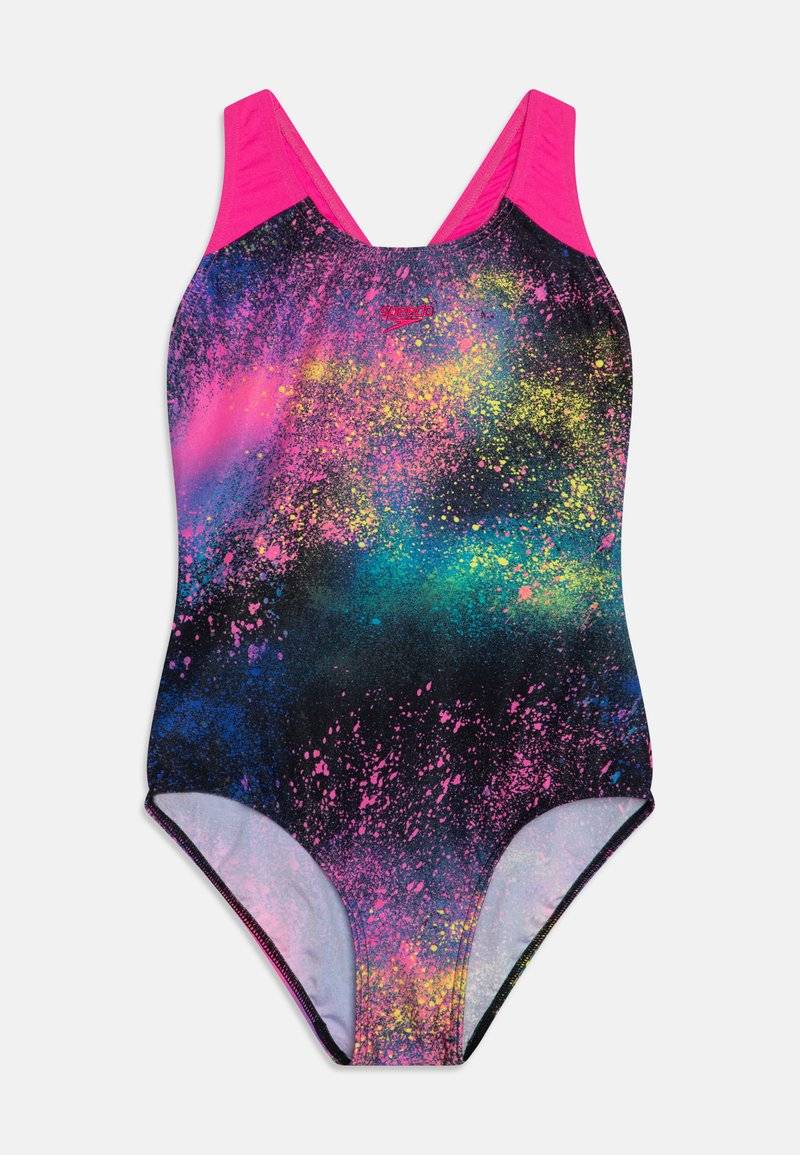 Speedo Speedo GIRLS DIGITAL SPLASHBACK - Swimsuit - black/flare pink/bolt/lemon drizzle