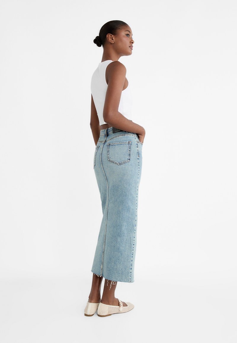 Stradivarius Stradivarius IM COMFORT-FIT - Maxi skirt - stone blue denim Wochenangebot
