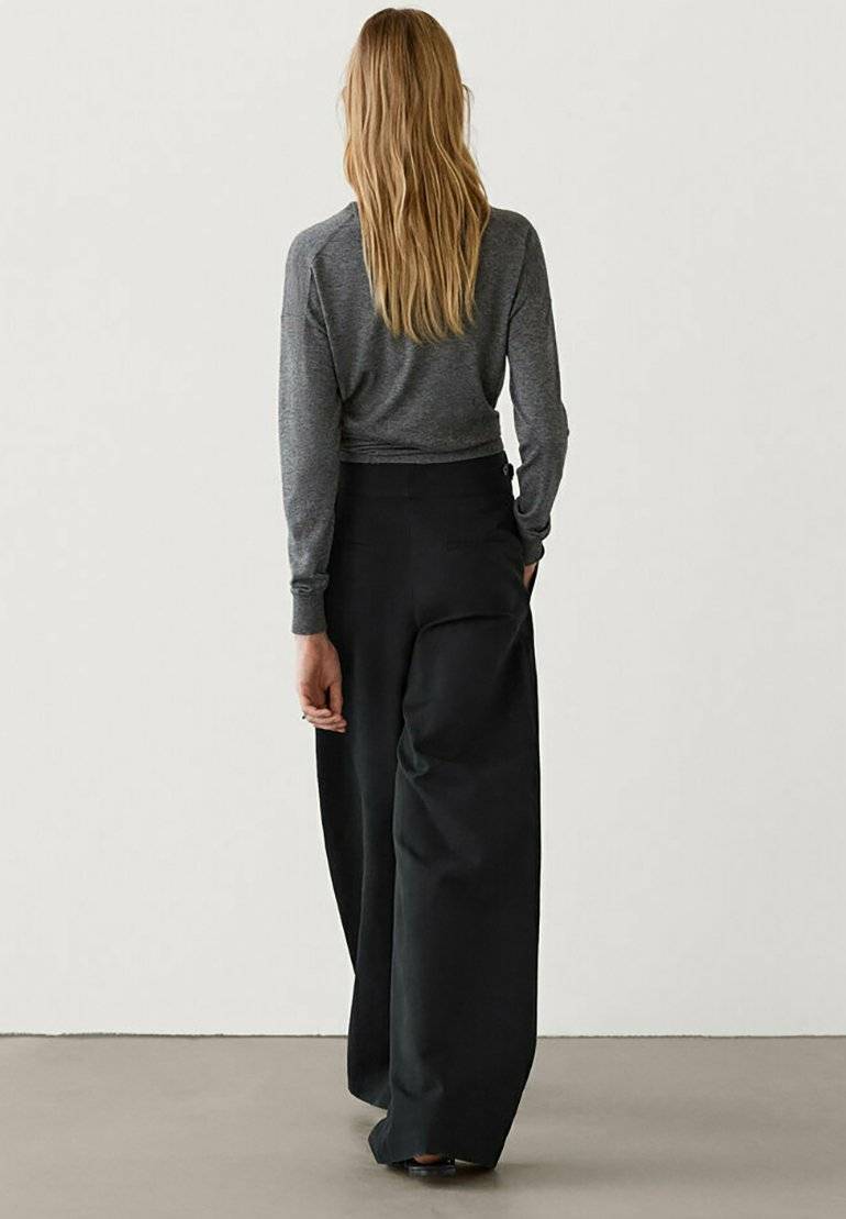 Massimo Dutti Massimo Dutti WIDE-LEG - Trousers - black Letzte 3 Tage