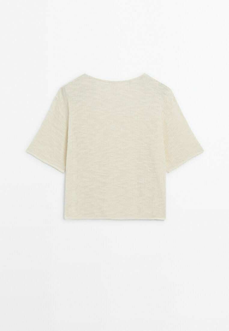 Massimo Dutti Massimo Dutti TEXTURED - Basic T-shirt - beige Exklusive Angebote
