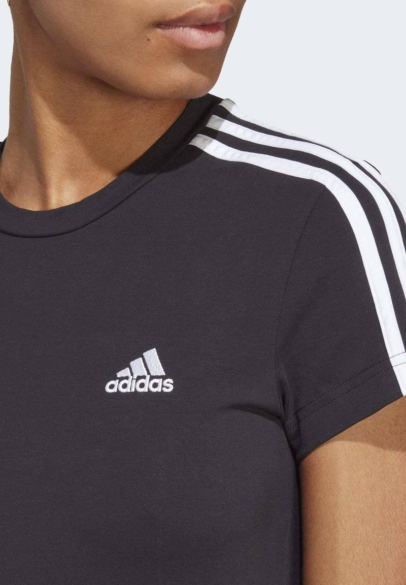 adidas Sportswear adidas Sportswear ESSENTIALS 3-STRIPES SINGLE FITTED - Jersey dress - black white Im Verkauf