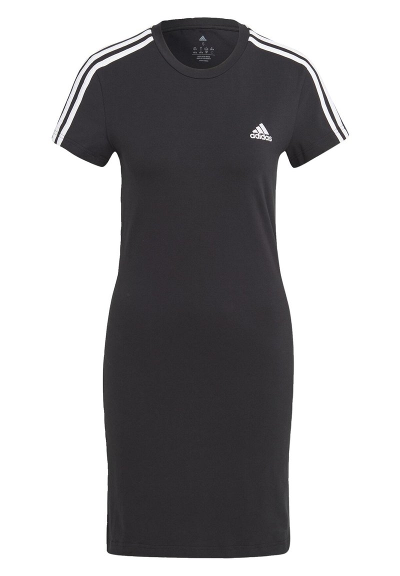 adidas Sportswear adidas Sportswear ESSENTIALS 3-STRIPES SINGLE FITTED - Jersey dress - black white Im Verkauf