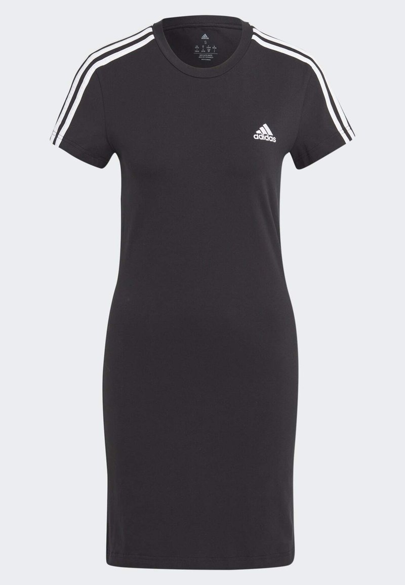 adidas Sportswear adidas Sportswear ESSENTIALS 3-STRIPES SINGLE FITTED - Jersey dress - black white Im Verkauf