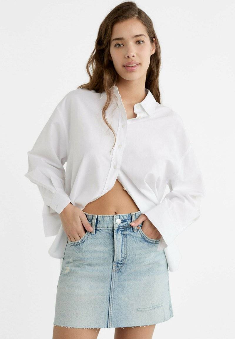 Stradivarius Stradivarius A-line skirt - light blue denim