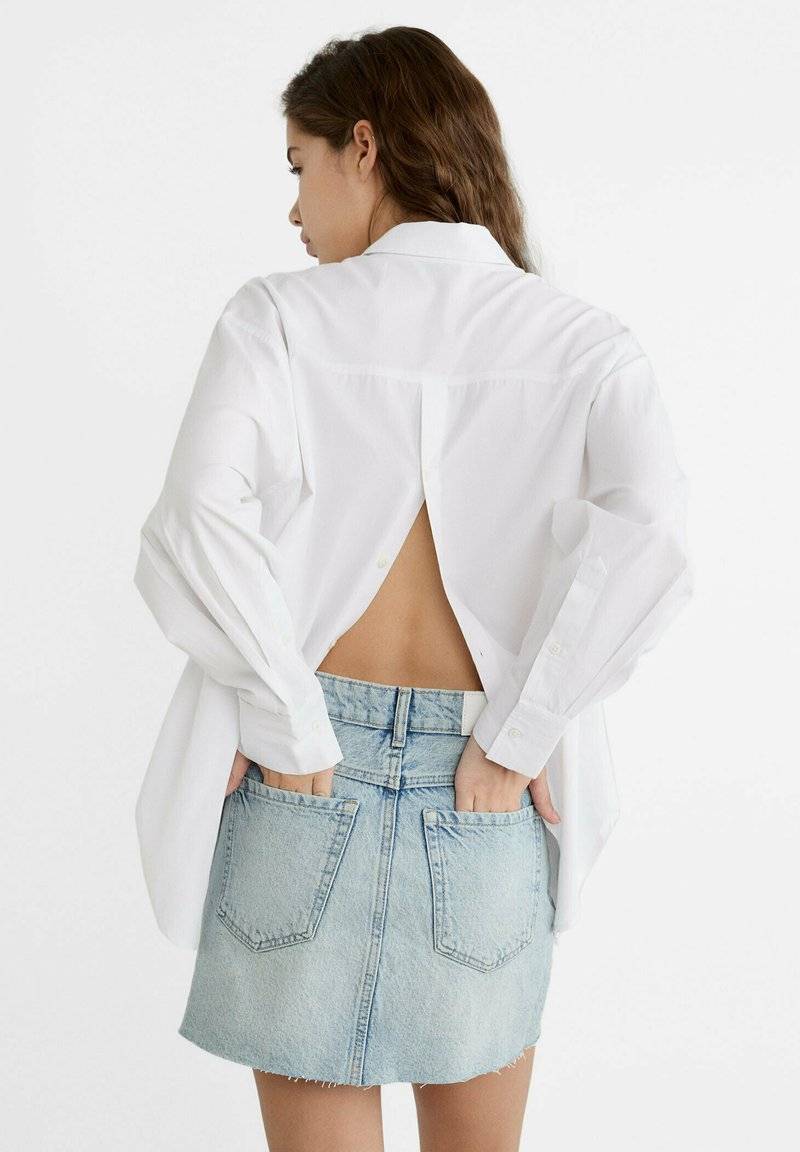 Stradivarius Stradivarius A-line skirt - light blue denim Limitierter Zeitrabatt