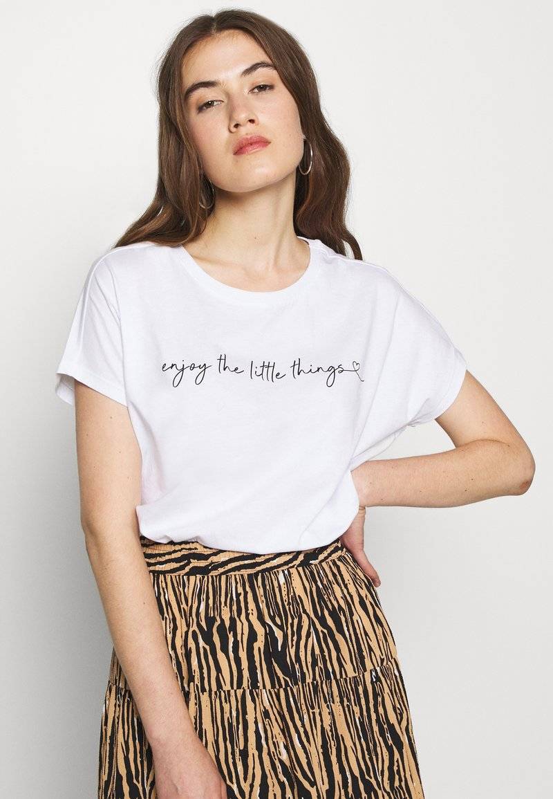Even&Odd Even&Odd MANDALA ENJOY THE LITTLE THINGS TEE - Print T-shirt - white