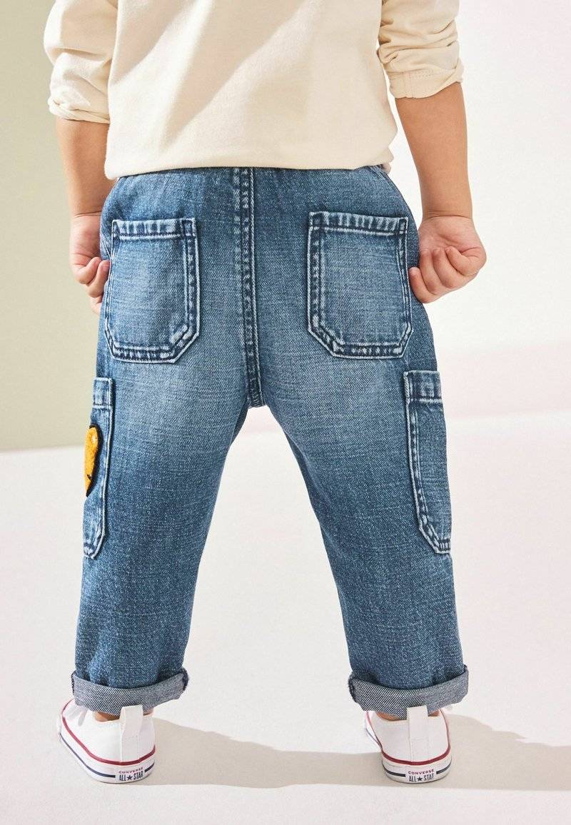 Next Next UTILITY - Relaxed fit jeans - mid blue denim with tiger