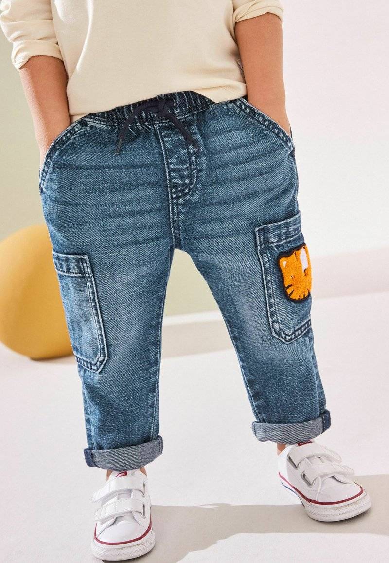 Next Next UTILITY - Relaxed fit jeans - mid blue denim with tiger Online Shopping