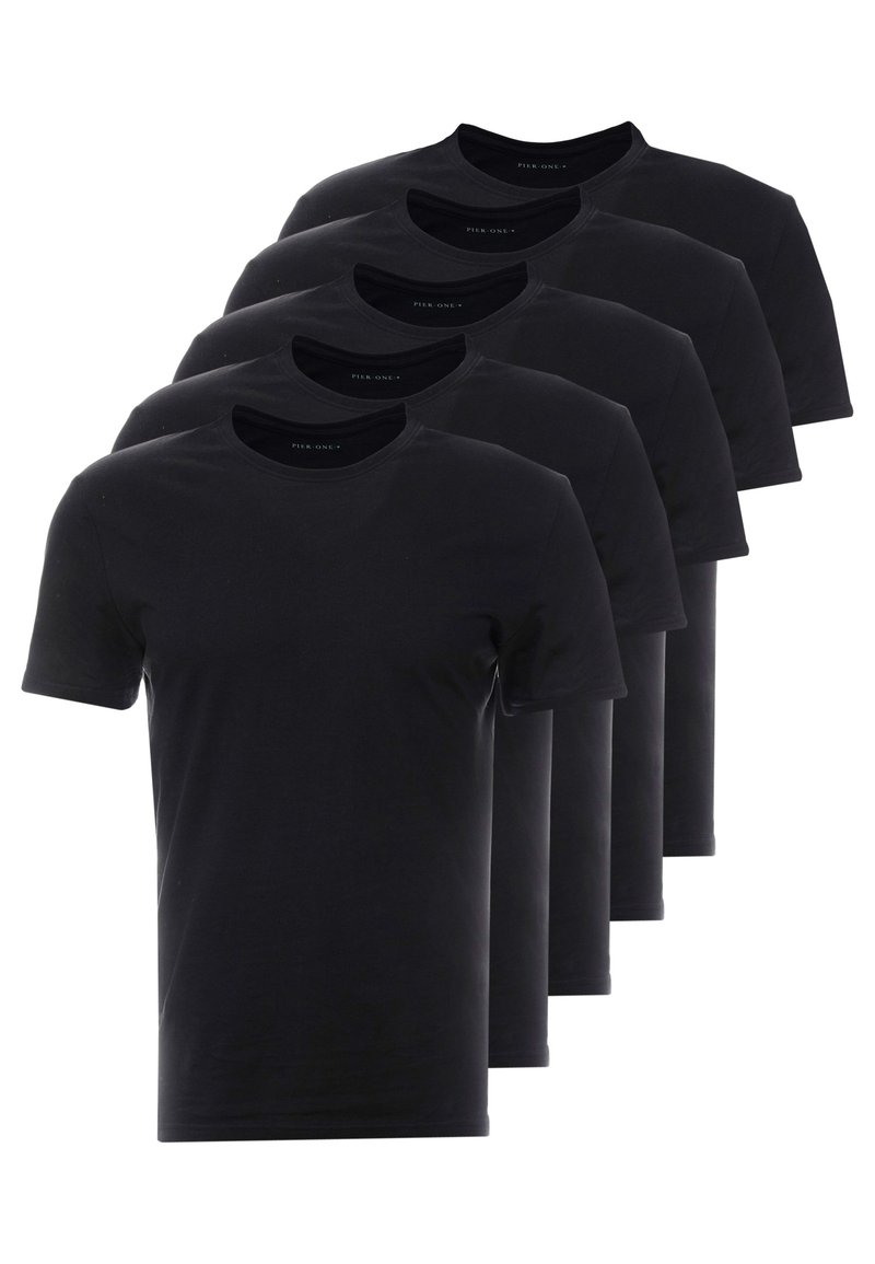 Pier One Pier One 5 PACK - Basic T-shirt - black Preisnachlass