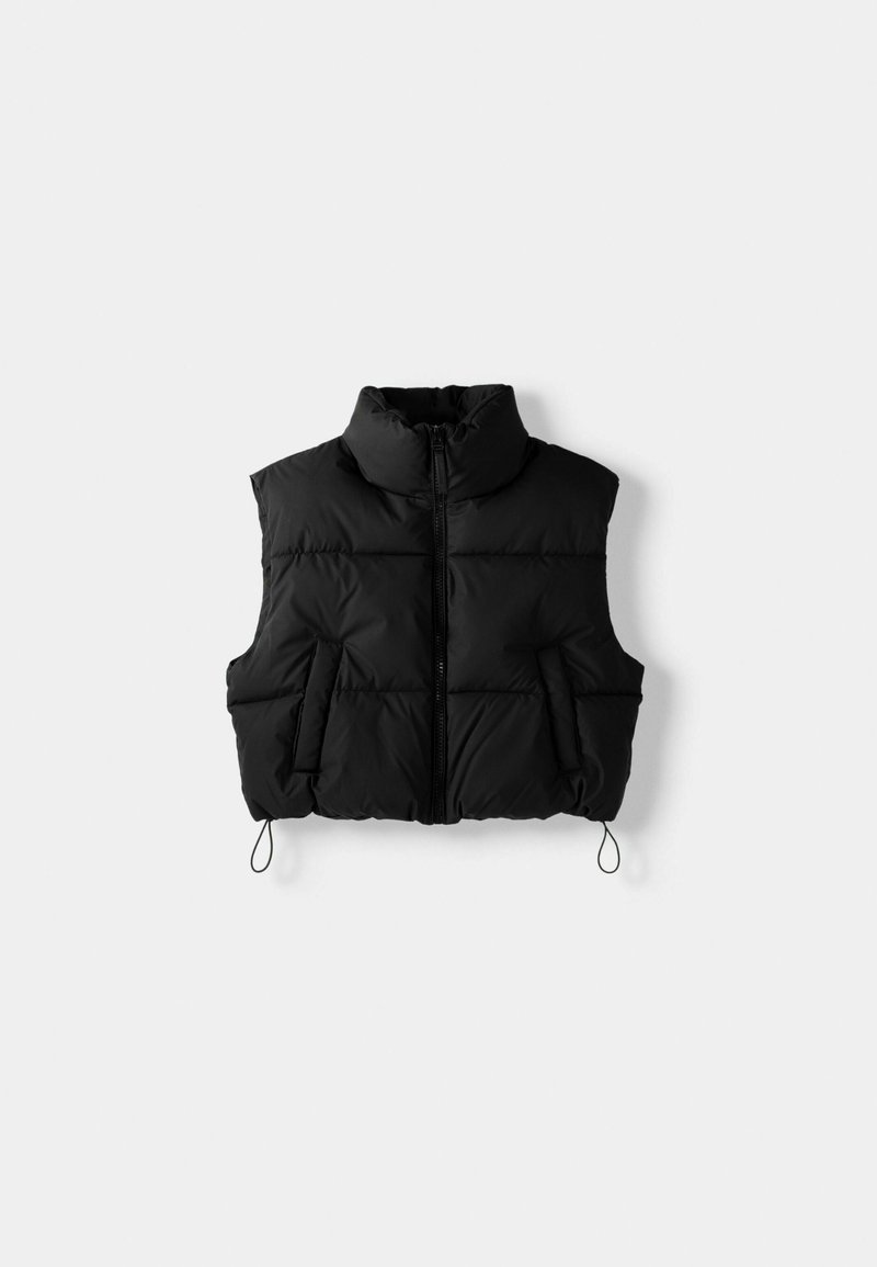 Bershka Bershka CROPPED PUFFER - Waistcoat - black denim Cyber Monday