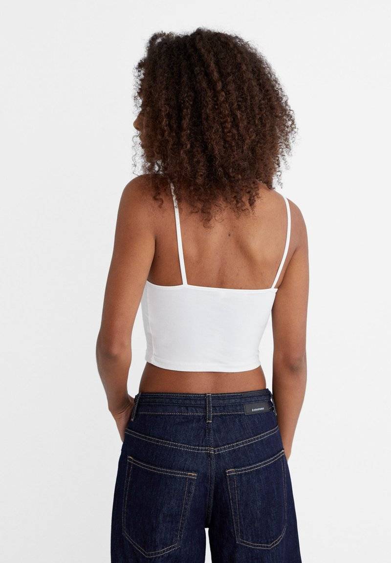 Stradivarius Stradivarius 2-PACK OF STRAPPY CROP - Top - black Meist gekauft