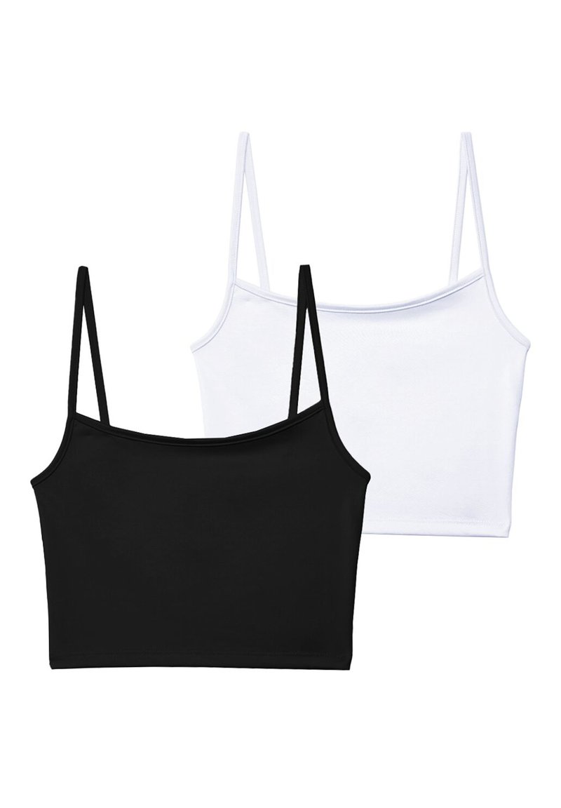 Stradivarius Stradivarius 2-PACK OF STRAPPY CROP - Top - black Meist gekauft