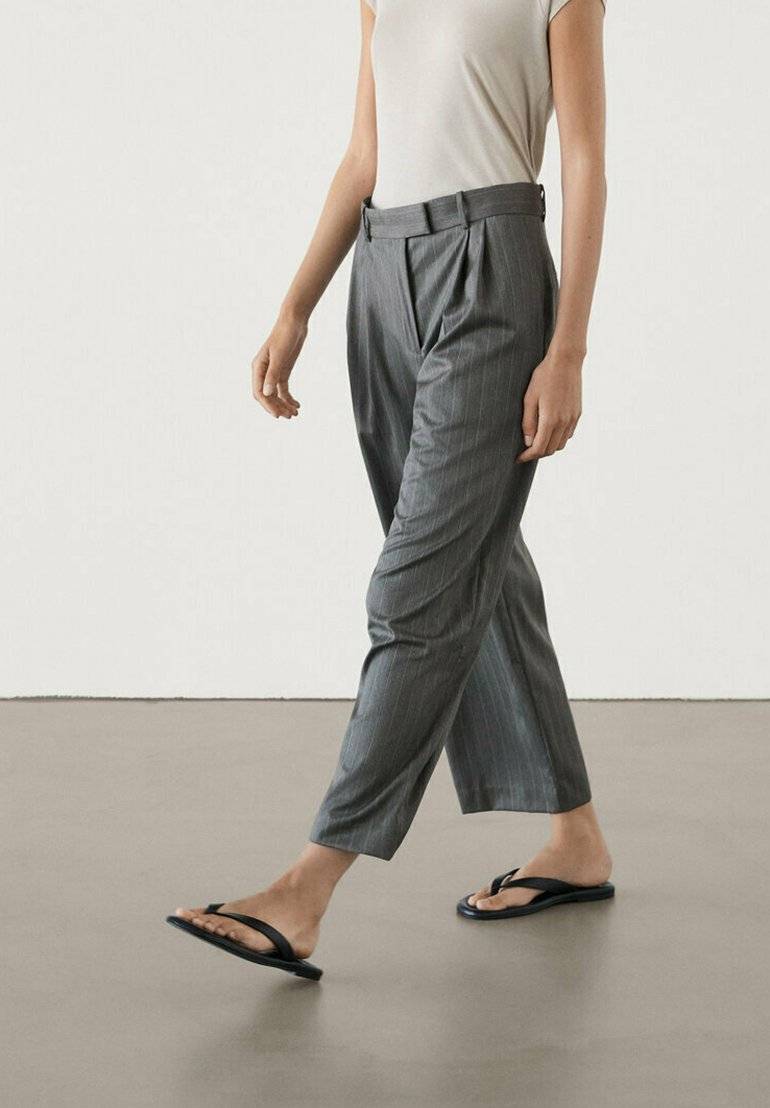 Massimo Dutti Massimo Dutti STRAIGHT-LEG STRIPE - Trousers - dark grey