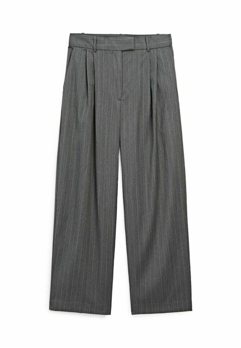 Massimo Dutti Massimo Dutti STRAIGHT-LEG STRIPE - Trousers - dark grey Lagerräumung