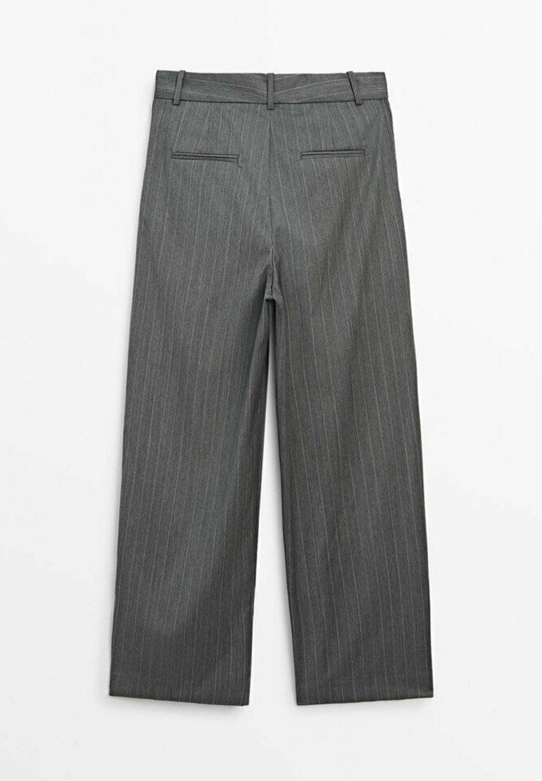 Massimo Dutti Massimo Dutti STRAIGHT-LEG STRIPE - Trousers - dark grey Lagerräumung