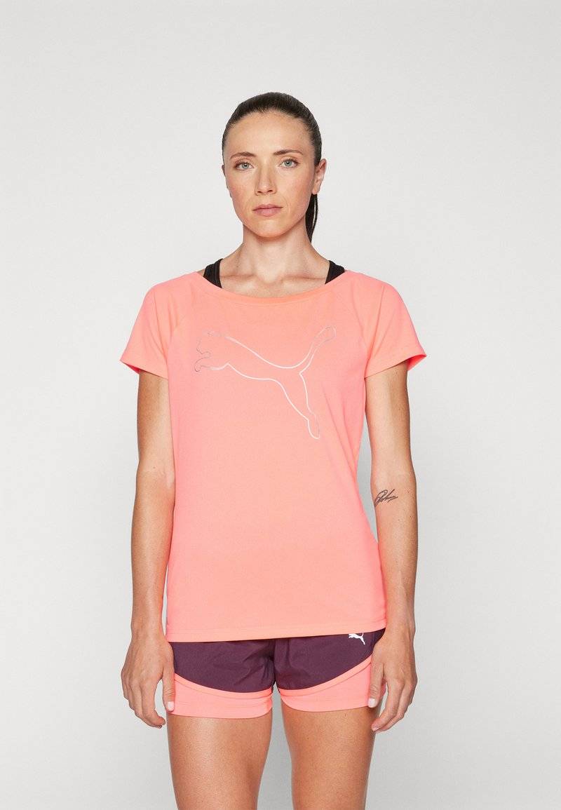 Puma Puma TRAIN FAVORITE CAT TEE - Sports T-shirt - sunset glow