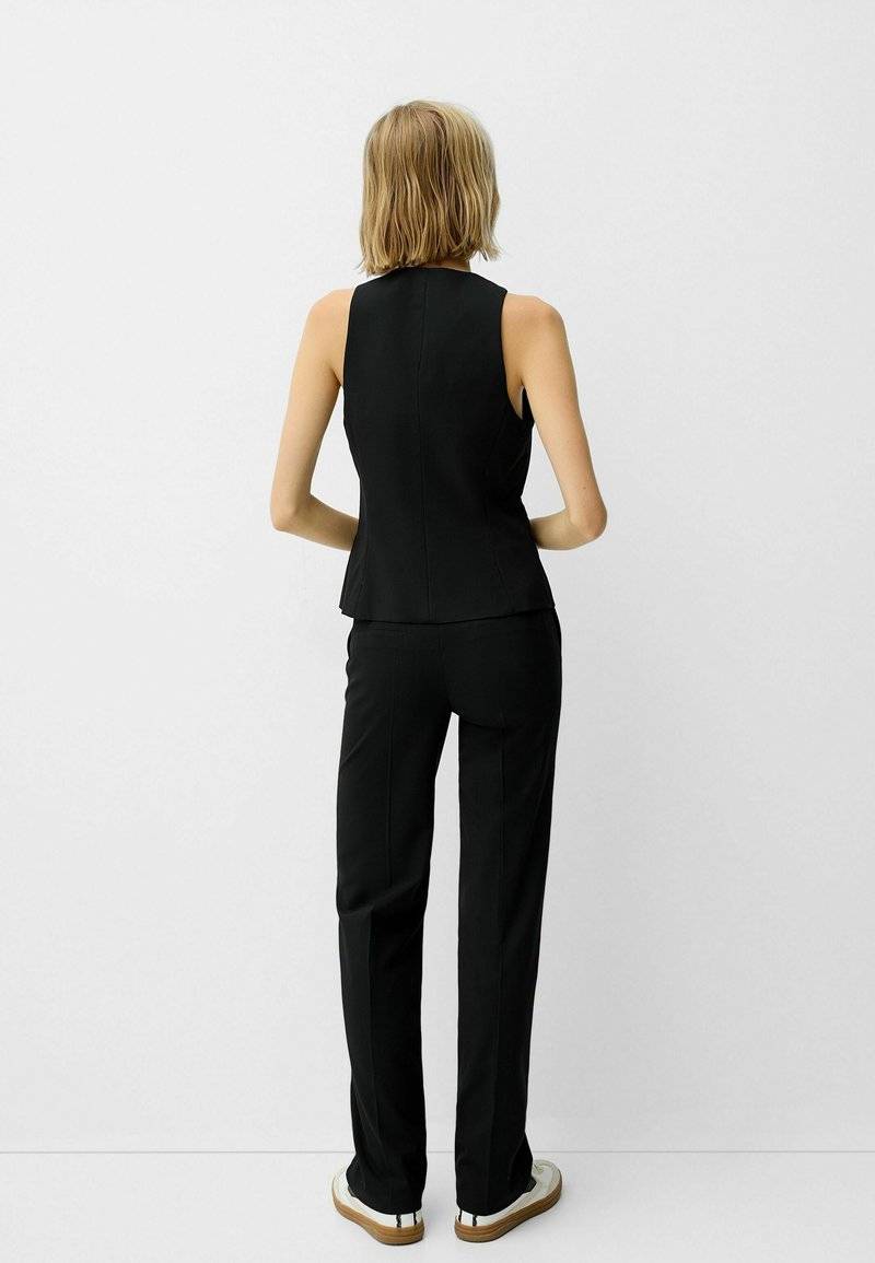 Bershka Bershka STRAIGHT-LEG TAILORED - Trousers - black denim Meist gekauft