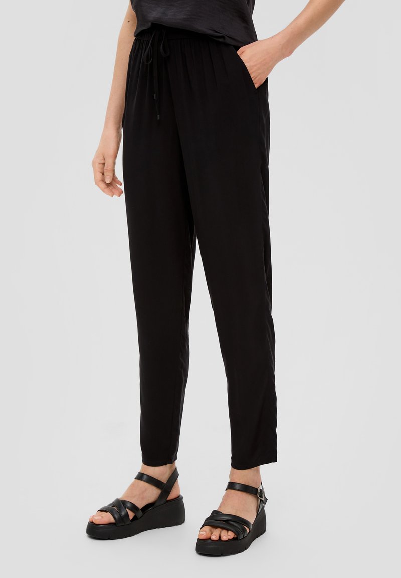 s.Oliver s.Oliver ANKLE-AUS REINER - Trousers - schwarz Preisnachlass
