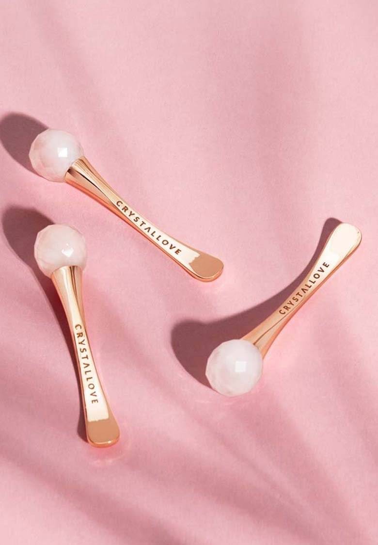 CRYSTALLOVE CRYSTALLOVE ROSE QUARTZ 3D EYE MASSAGER - Skincare tool - gold Nur für heute