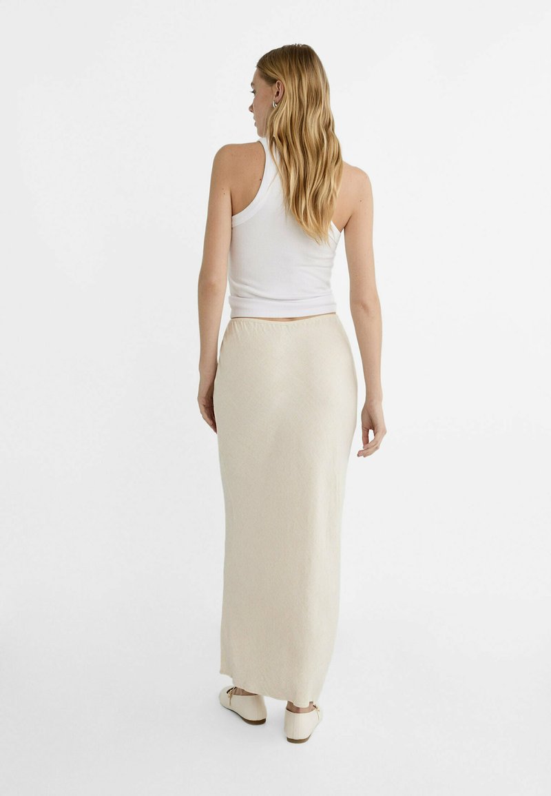 Stradivarius Stradivarius DRAWSTRING MIDI - Maxi skirt - stone Zeitbegrenzte Promotion