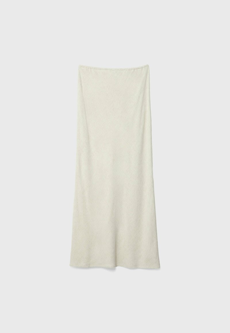 Stradivarius Stradivarius DRAWSTRING MIDI - Maxi skirt - stone Zeitbegrenzte Promotion