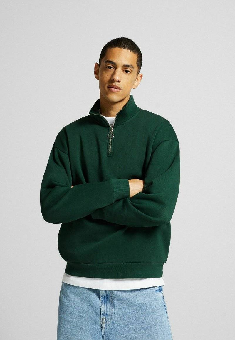 Bershka Bershka HIGH NECK - Sweatshirt - dark green