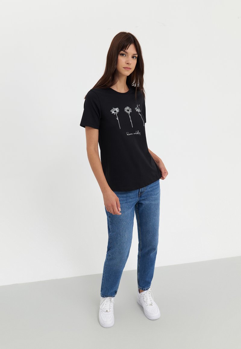 Even&Odd Even&Odd Print T-shirt - black Sonderangebot der Fabrik