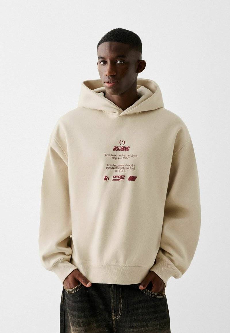 Bershka Bershka PRINTED - HOODIE - Hoodie - beige Super Rabatt