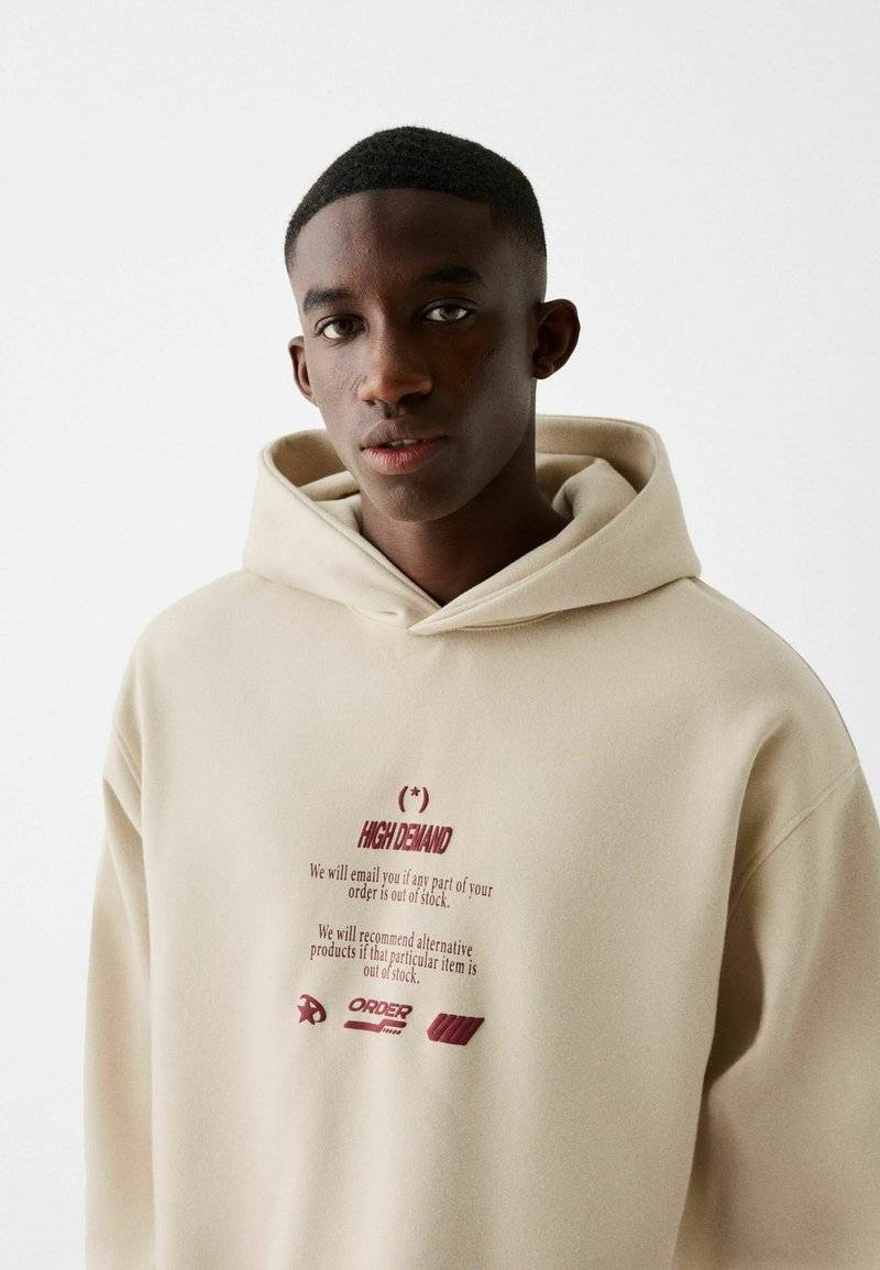 Bershka Bershka PRINTED - HOODIE - Hoodie - beige Super Rabatt