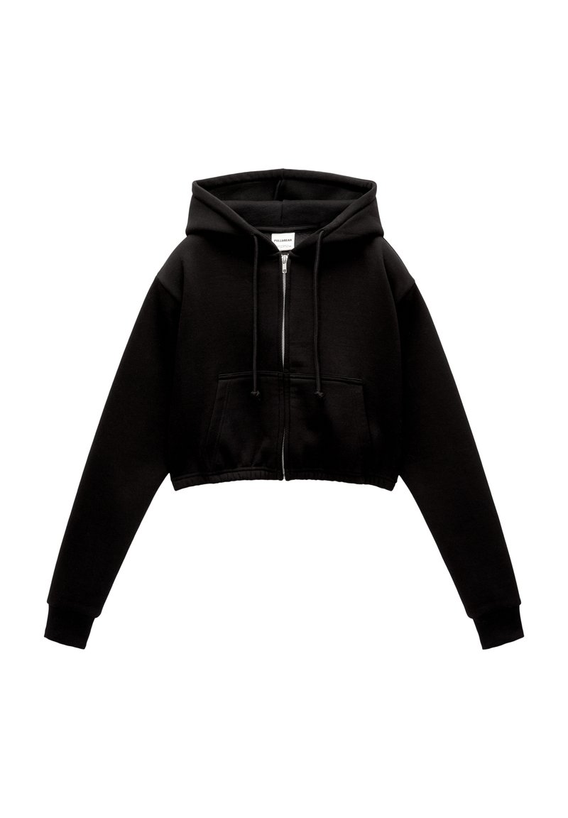 PULL&BEAR PULL&BEAR CROPPED - Zip-up sweatshirt - black Riesige Rabatte