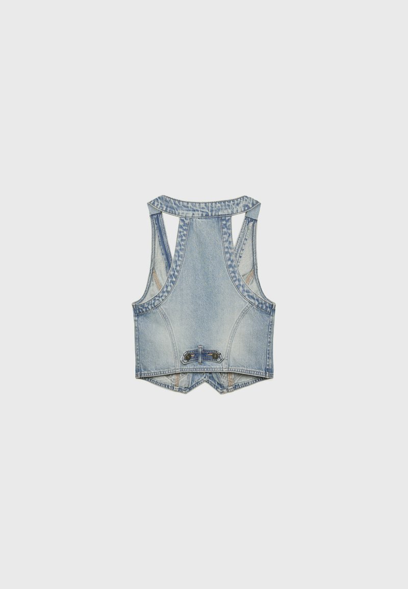 Stradivarius Stradivarius STUDDED - Waistcoat - laser denim Clearance-Verkauf