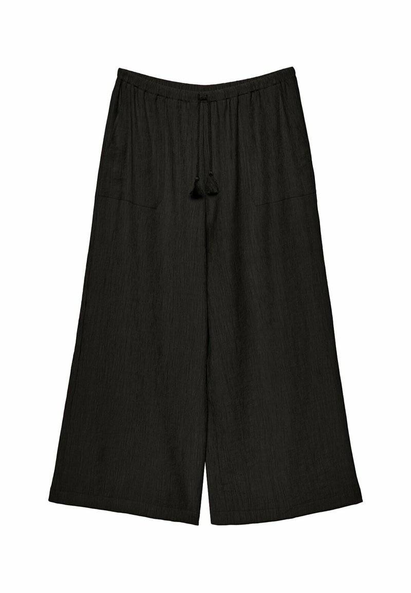 Stradivarius Stradivarius FLOWING CULOTTES - Trousers - black Günstiger Verkauf